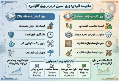 فرق ورق گالوانیزه با استیل