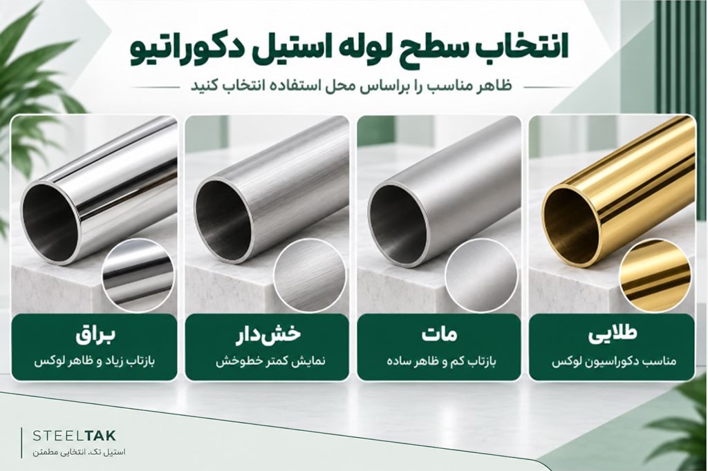 مقایسه سطوح لوله استیل دکوراتیو
