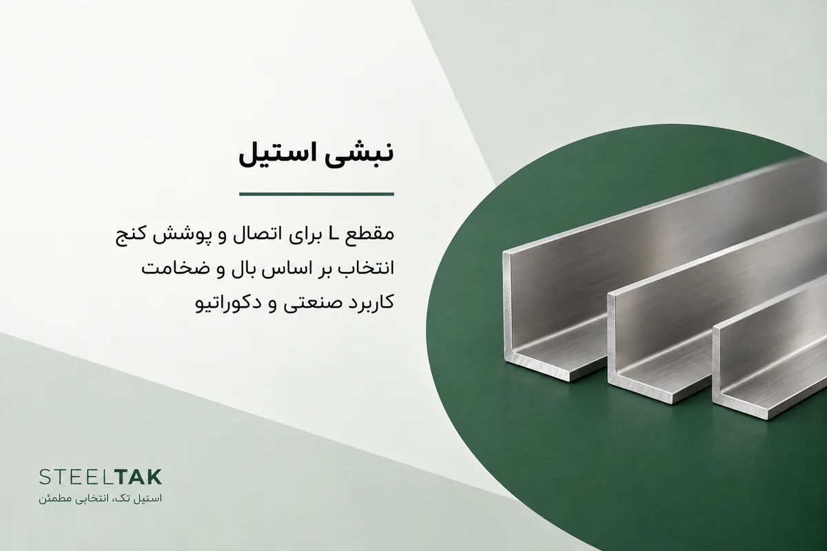 نبشی استیل با مقطع ال؛ انتخاب بر اساس ابعاد بال، ضخامت و کاربرد