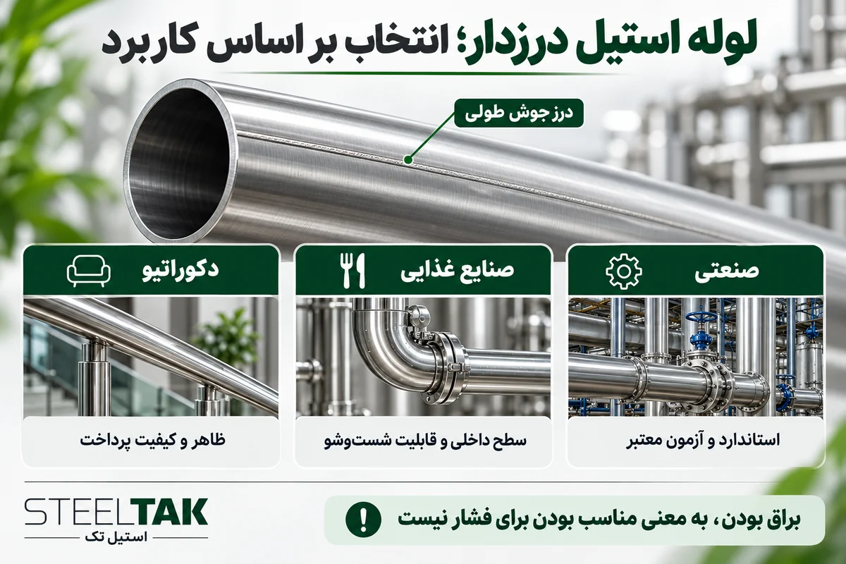 راهنمای انتخاب لوله استیل درزدار استیل تک برای کاربرد دکوراتیو، صنایع غذایی و صنعتی